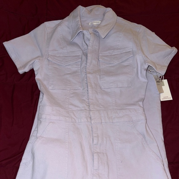 GOOD AMERICAN Denim Fit For Success Jumpsuit In Lilac Size 3 - Picture 1 of 3